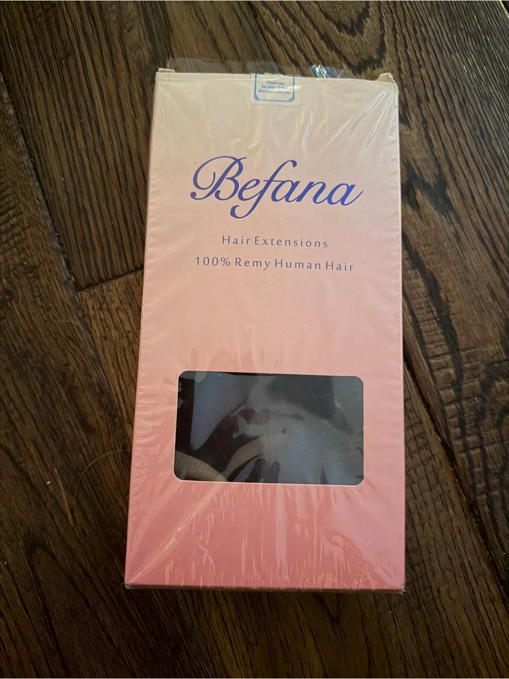 NWT Befana 100% Remy Human Clip in Hair Extensions Burgandy 70g